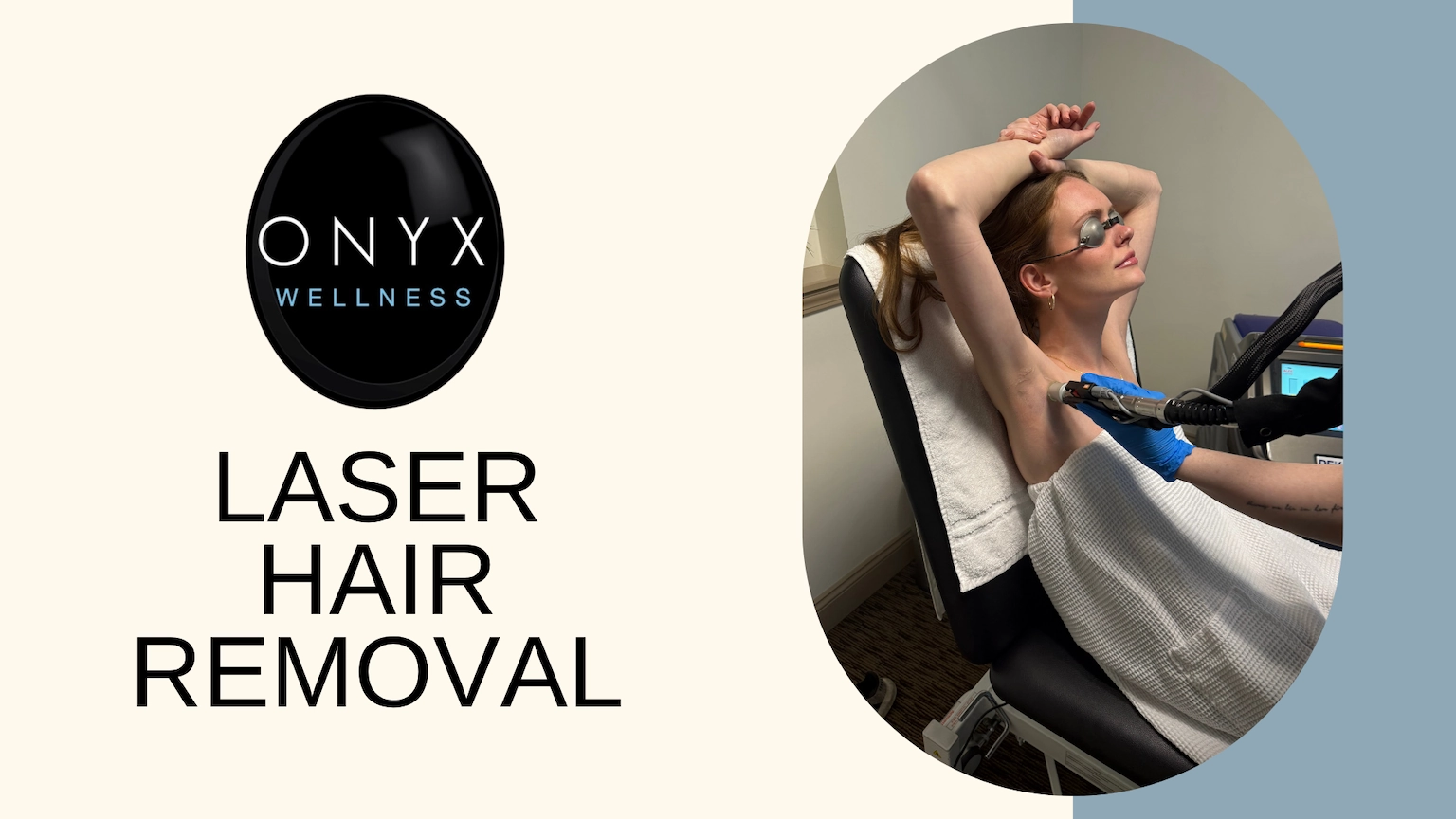 a female patient receives laser underarm hair removal treatment